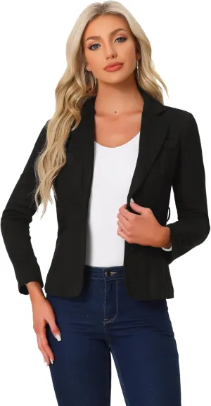 Allegra K Faux Suede Jacket for Women's Lapel Collar Long Sleeves Belted Office Dressy Blazer