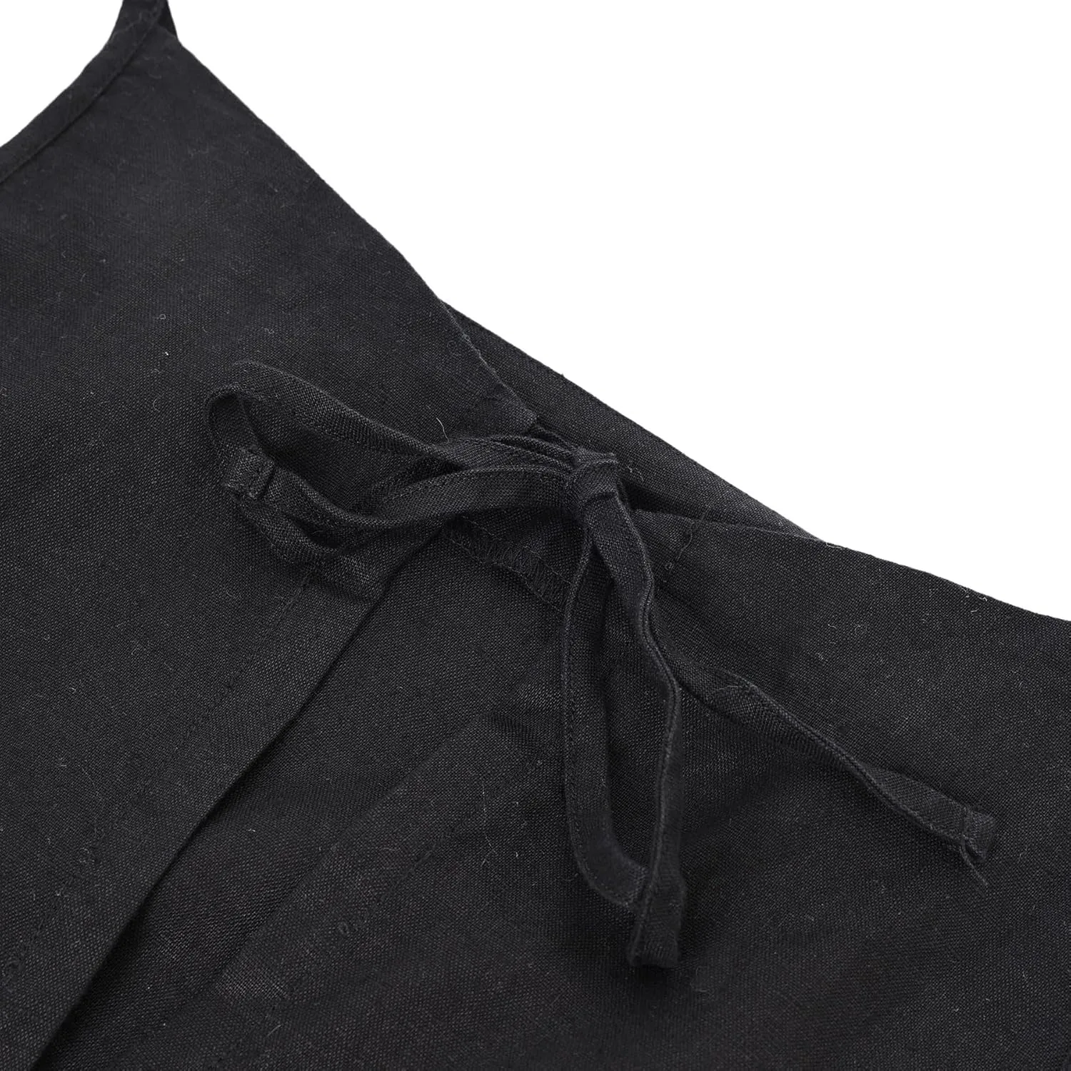 Amazhiyu Women's 100% Linen Casual Summer Sleevelesss Black Tie Maxi Dresses