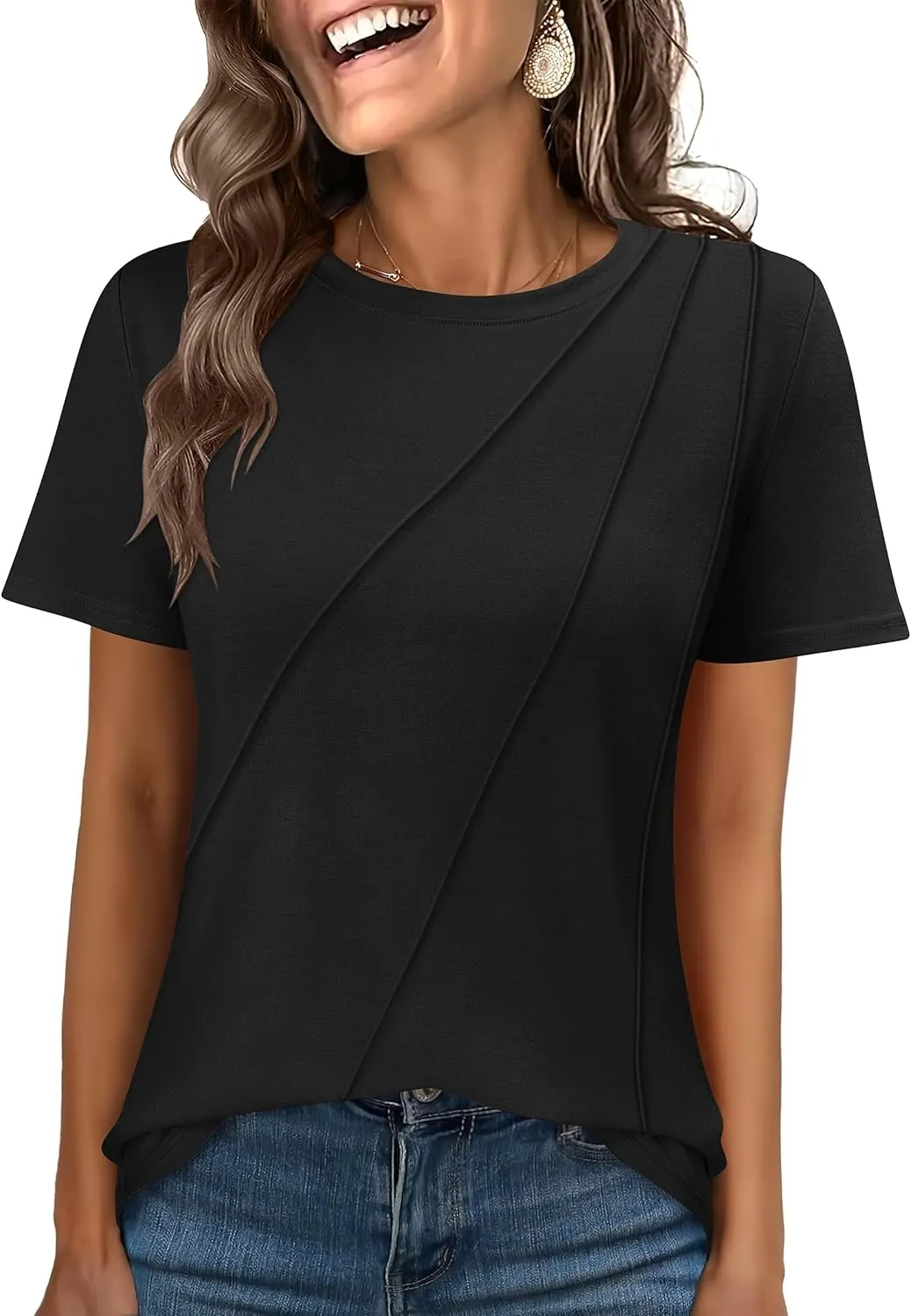 ANRABESS Womens Summer Tops Workout Shirts Beach Vacation Outfits Business Tshirts Dressy Fashion Spring Clothes 2025