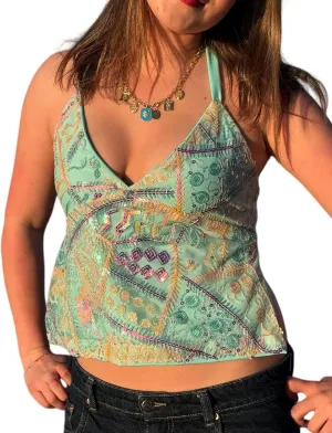 Aonoapll Women Sequins Halter Top Sparkly Sleeveless Tie Backless Tank Tops Y2k Sexy Open Back Glitter Camisole Clubwear