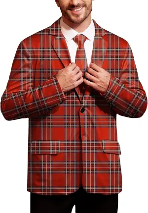 Arvilhill Men's Christmas Blazer with Tie - Ugly X-Mas Festive Jacket - Christmas Theme Party Suit for Men (S-XXL)