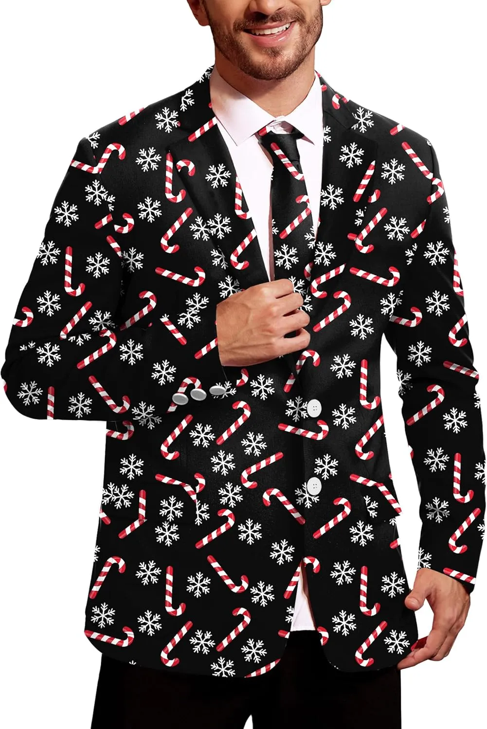Arvilhill Men's Christmas Blazer with Tie - Ugly X-Mas Festive Jacket - Christmas Theme Party Suit for Men (S-XXL)