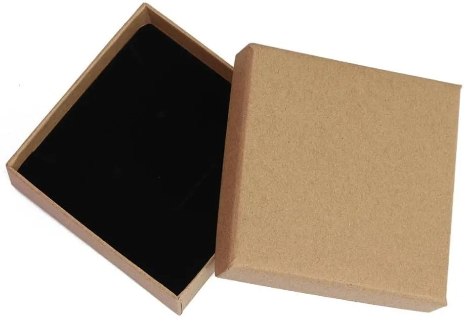 Bags Kraft Paper Jewelry Boxes Fine Women Case Vintage Brown Black Birthday Party Wedding Ring Necklace Box 9x9x3cm 1PC - (Color: 2)