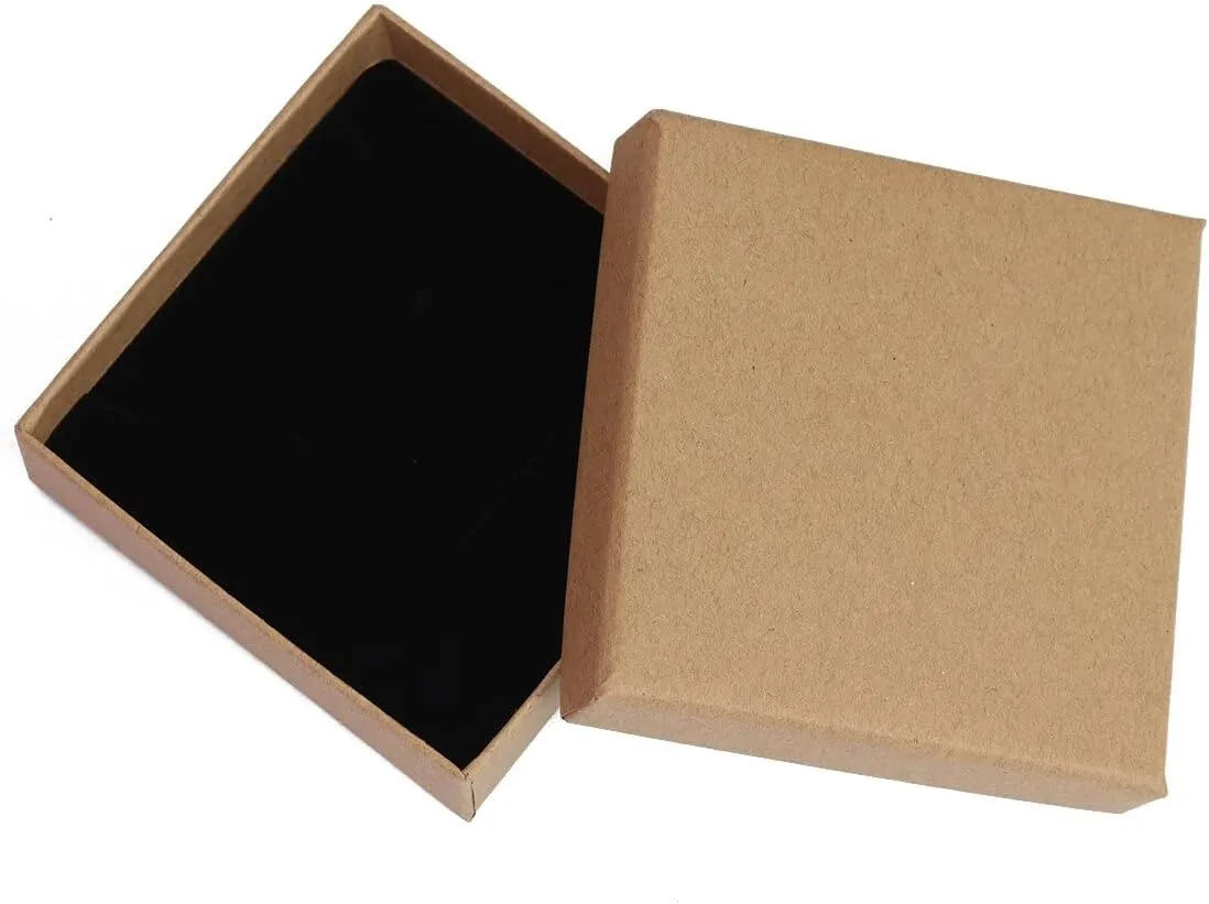 Bags Kraft Paper Jewelry Boxes Fine Women Case Vintage Brown Black Birthday Party Wedding Ring Necklace Box 9x9x3cm 1PC - (Color: 2)