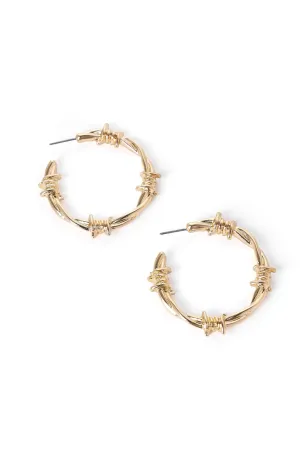 Barbed Wire Hoop Earrings - Gold
