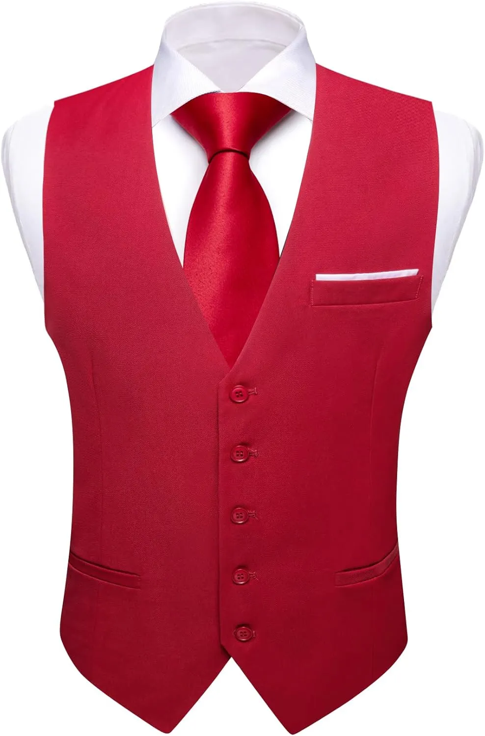 Barry.Wang Mens Formal Suit Vest Striped Casual V-neck Slim Fit Solid Color Waistcoat for Wedding Party Tuxedo