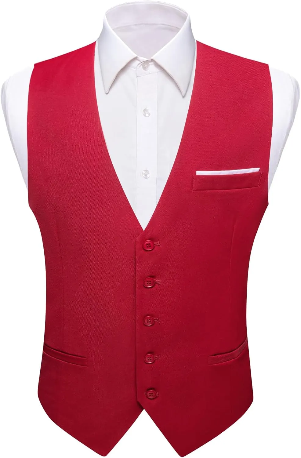 Barry.Wang Mens Formal Suit Vest Striped Casual V-neck Slim Fit Solid Color Waistcoat for Wedding Party Tuxedo