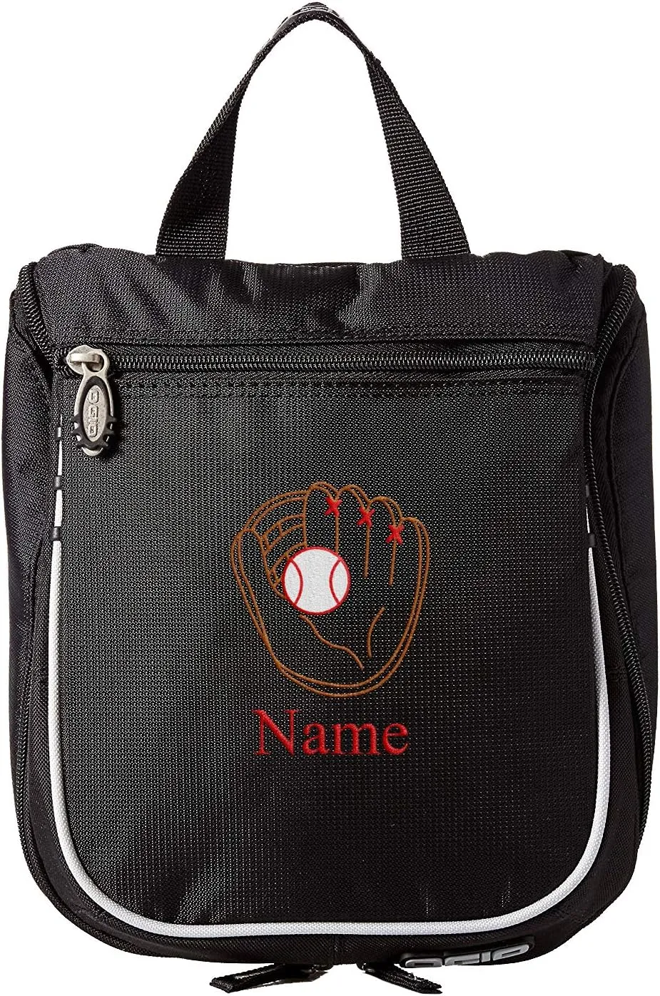 Baseball Toiletry Bag, Personalized Men's Shaving Kit, Hanging Travel Case