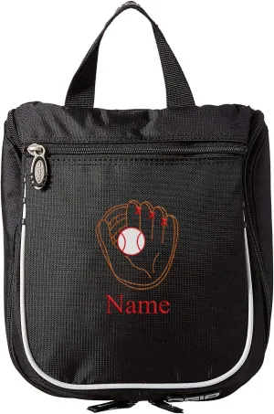 Baseball Toiletry Bag, Personalized Men's Shaving Kit, Hanging Travel Case