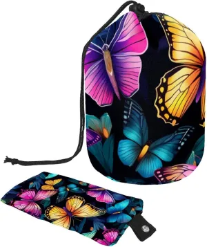 Beautiful Butterflies Travel Cosmetic Bags Makeup Bag for Women, Foldable Drawstring Travel Cosmetic Bags, Portable Toiletry Bucket Bag