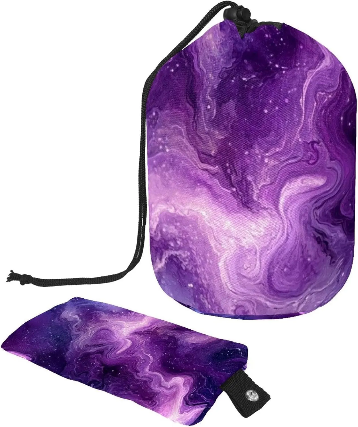 Beautiful Purple Mystical Galaxy 53 Travel Cosmetic Bags Makeup Bag for Women, Foldable Drawstring Travel Cosmetic Bags, Portable Toiletry Bucket Bag