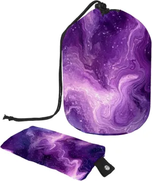 Beautiful Purple Mystical Galaxy 53 Travel Cosmetic Bags Makeup Bag for Women, Foldable Drawstring Travel Cosmetic Bags, Portable Toiletry Bucket Bag