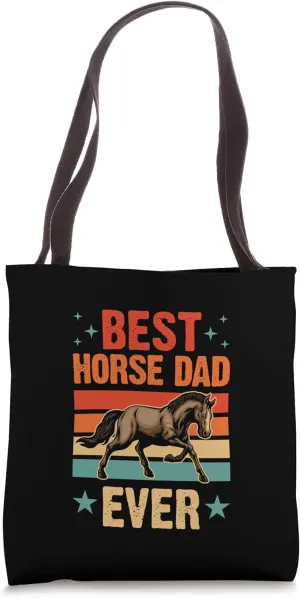 Best Horse Dad Ever 70s Retro Equestrian Style Tote Bag