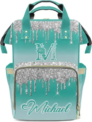 Bling Glitter Print Mummy Bags Custom Personalized with Name Diaper Bags Backpack Nappy Bag Gifts