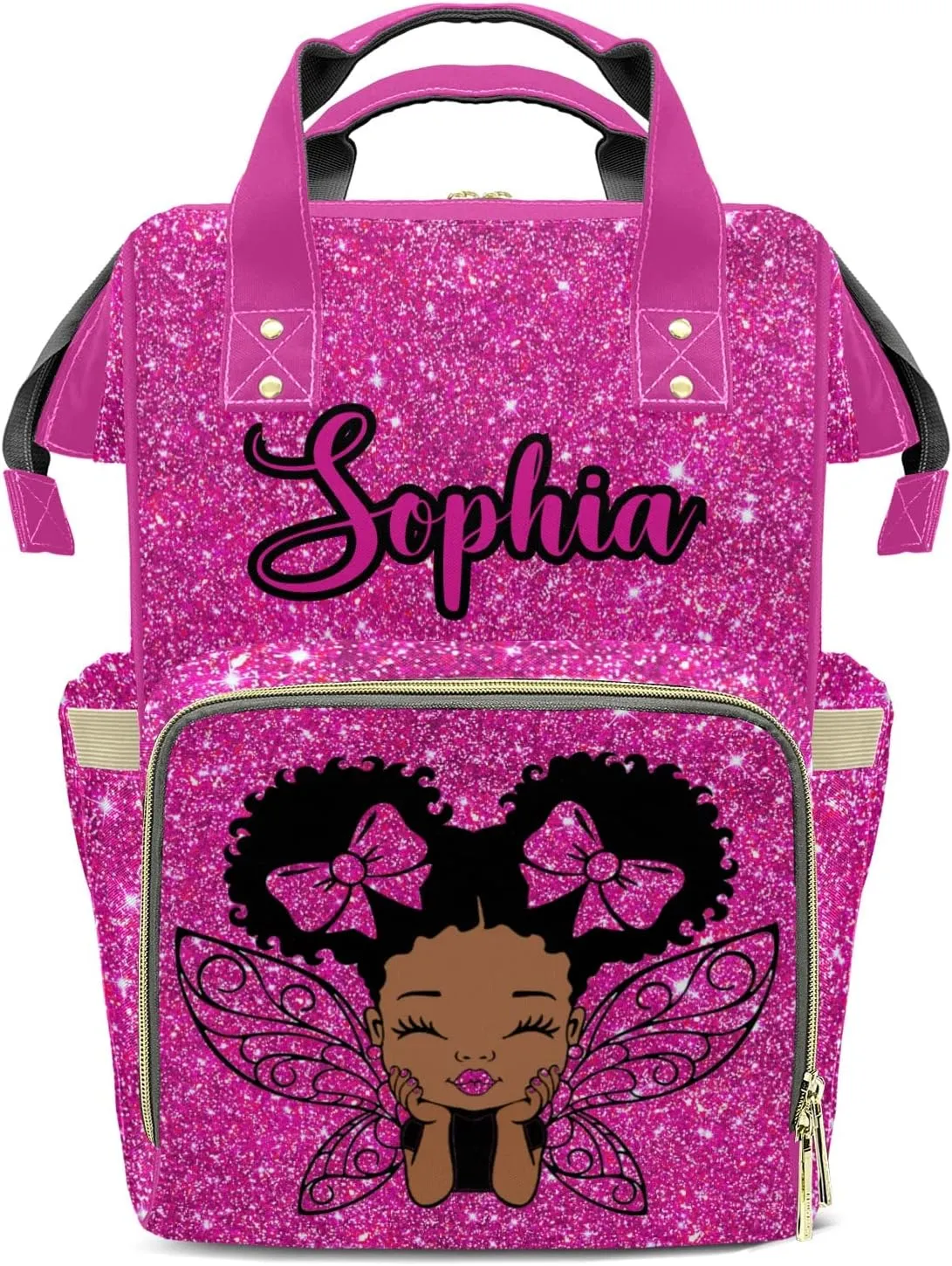 Bling Glitter Print Mummy Bags Custom Personalized with Name Diaper Bags Backpack Nappy Bag Gifts