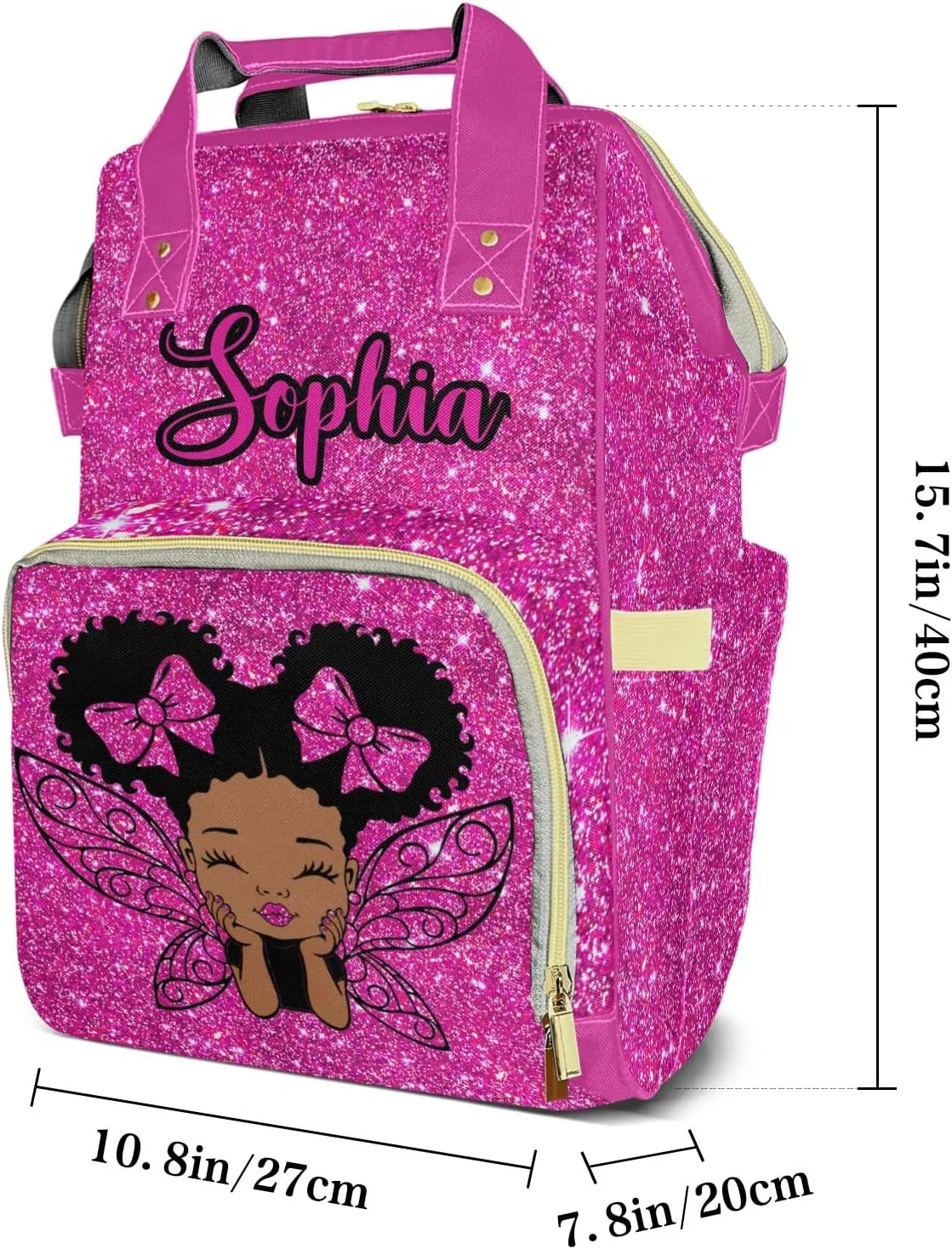 Bling Glitter Print Mummy Bags Custom Personalized with Name Diaper Bags Backpack Nappy Bag Gifts