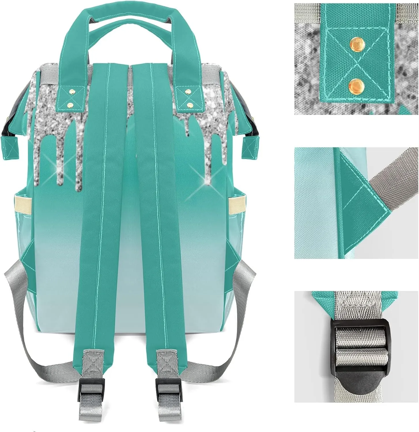 Bling Glitter Print Mummy Bags Custom Personalized with Name Diaper Bags Backpack Nappy Bag Gifts