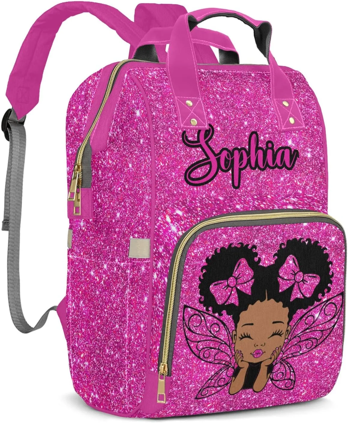 Bling Glitter Print Mummy Bags Custom Personalized with Name Diaper Bags Backpack Nappy Bag Gifts