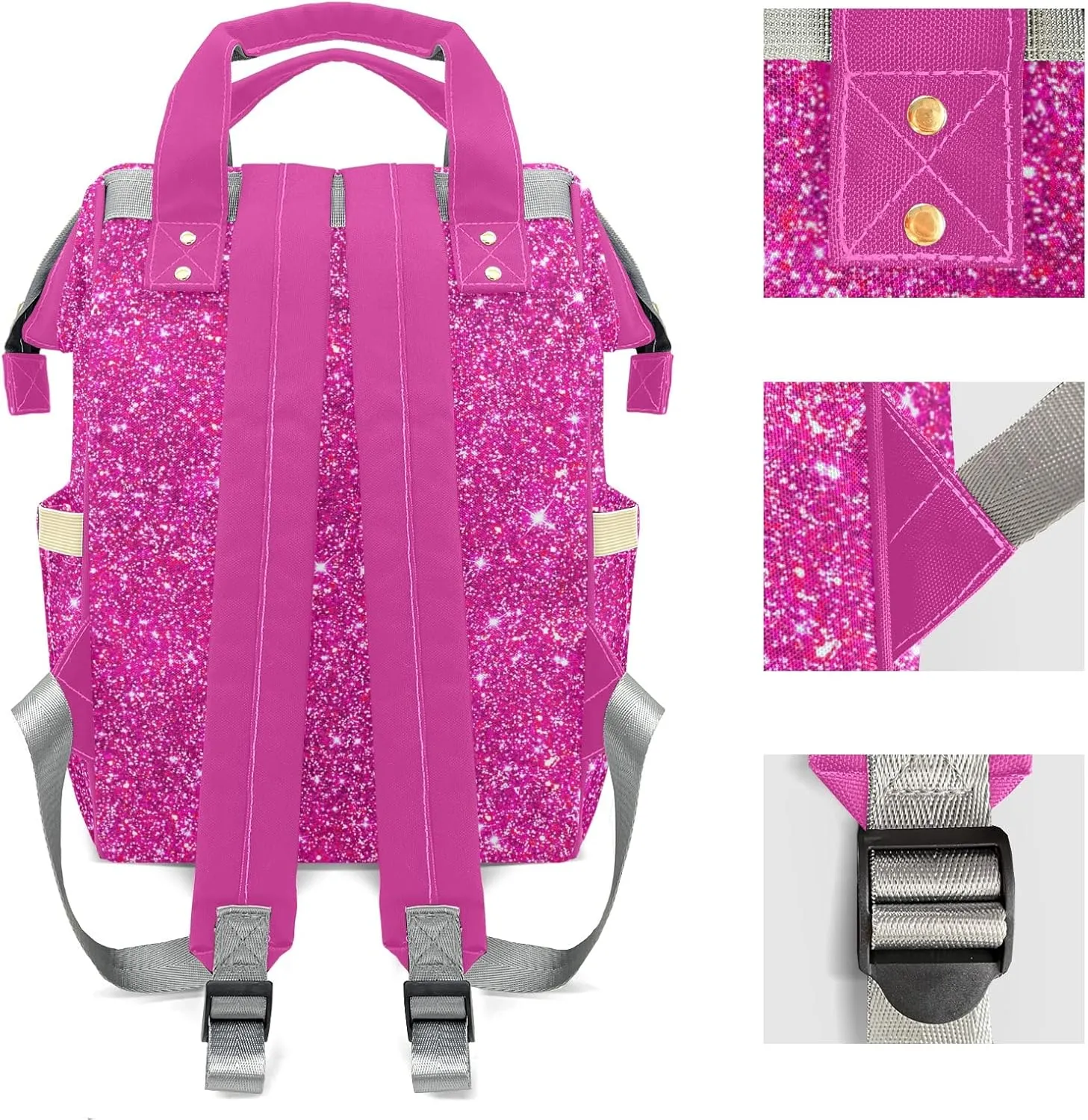 Bling Glitter Print Mummy Bags Custom Personalized with Name Diaper Bags Backpack Nappy Bag Gifts