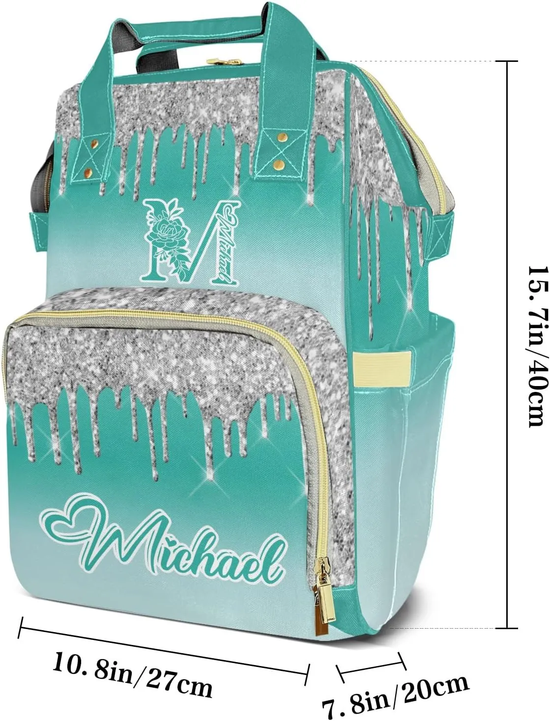 Bling Glitter Print Mummy Bags Custom Personalized with Name Diaper Bags Backpack Nappy Bag Gifts