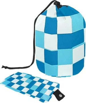Blue Check Print 57 Travel Cosmetic Bags Makeup Bag for Women, Foldable Drawstring Travel Cosmetic Bags, Portable Toiletry Bucket Bag