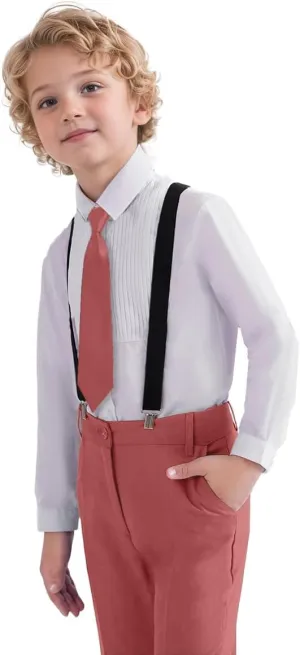 Boys 4 Pieces Suits with Suspender Kids Formal Wedding Pants Set for Teen Boys