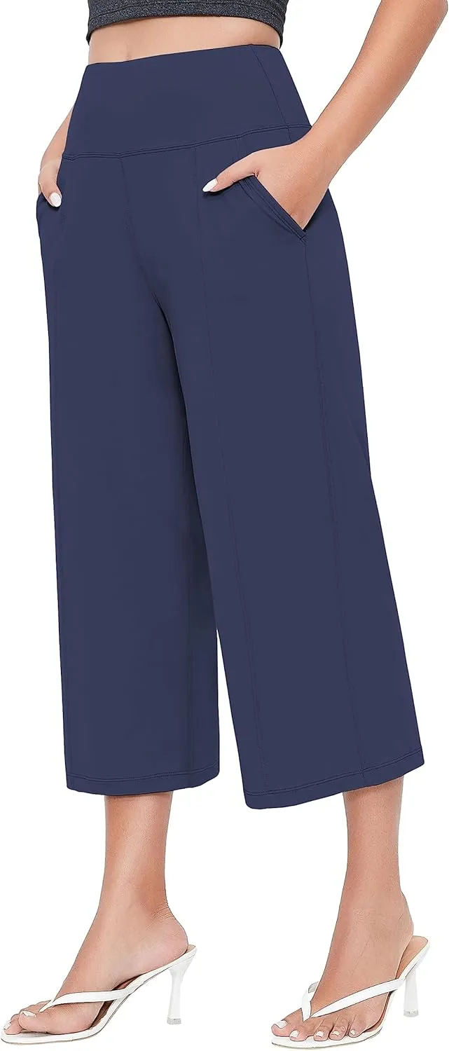 BUBBLELIME Women's Bootleg Yoga Capris Pants High Waist Workout Lounge Flare Crop Pants with Pockets