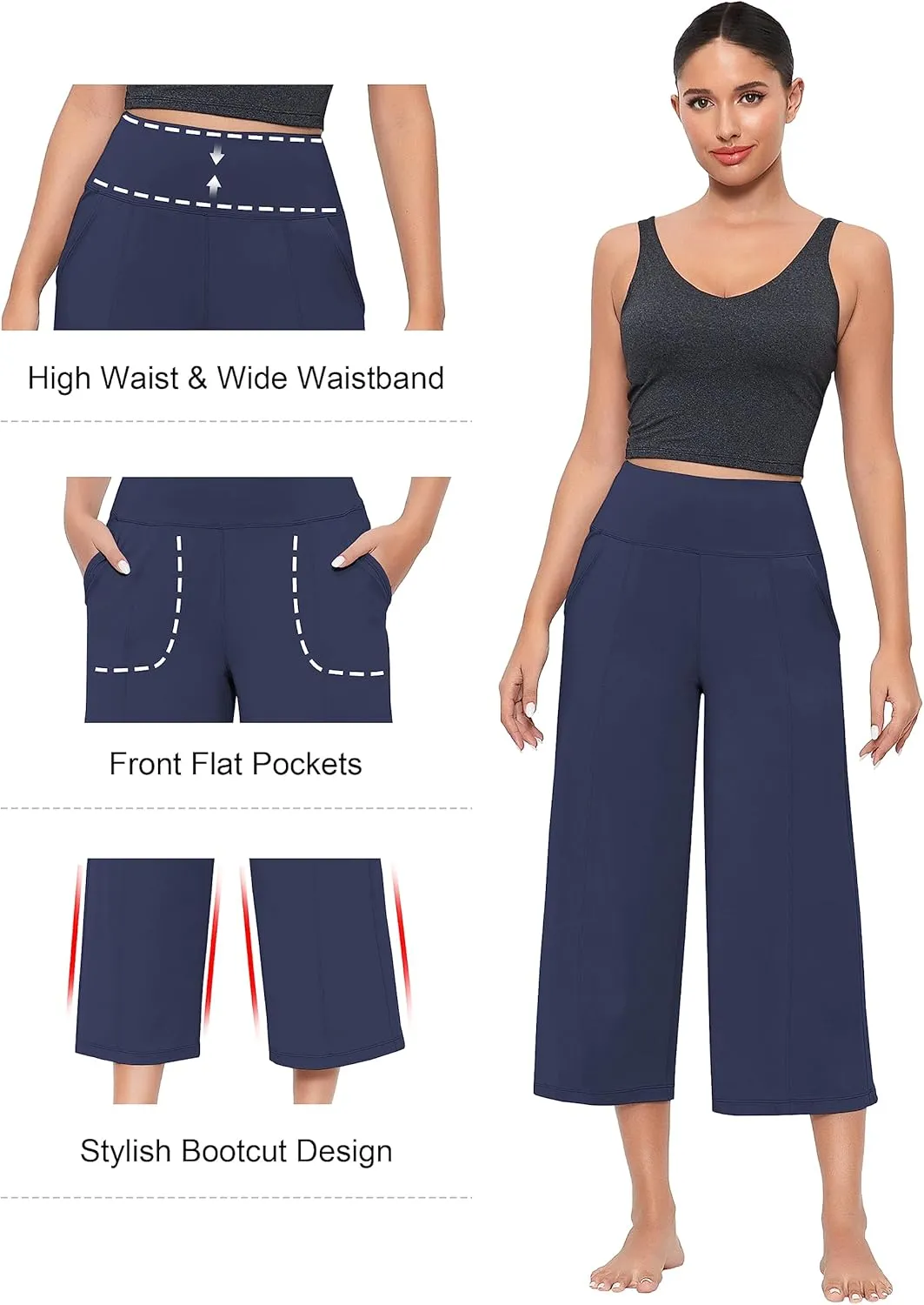 BUBBLELIME Women's Bootleg Yoga Capris Pants High Waist Workout Lounge Flare Crop Pants with Pockets
