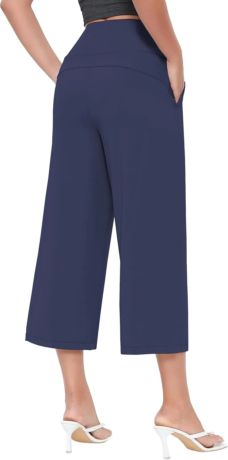 BUBBLELIME Women's Bootleg Yoga Capris Pants High Waist Workout Lounge Flare Crop Pants with Pockets