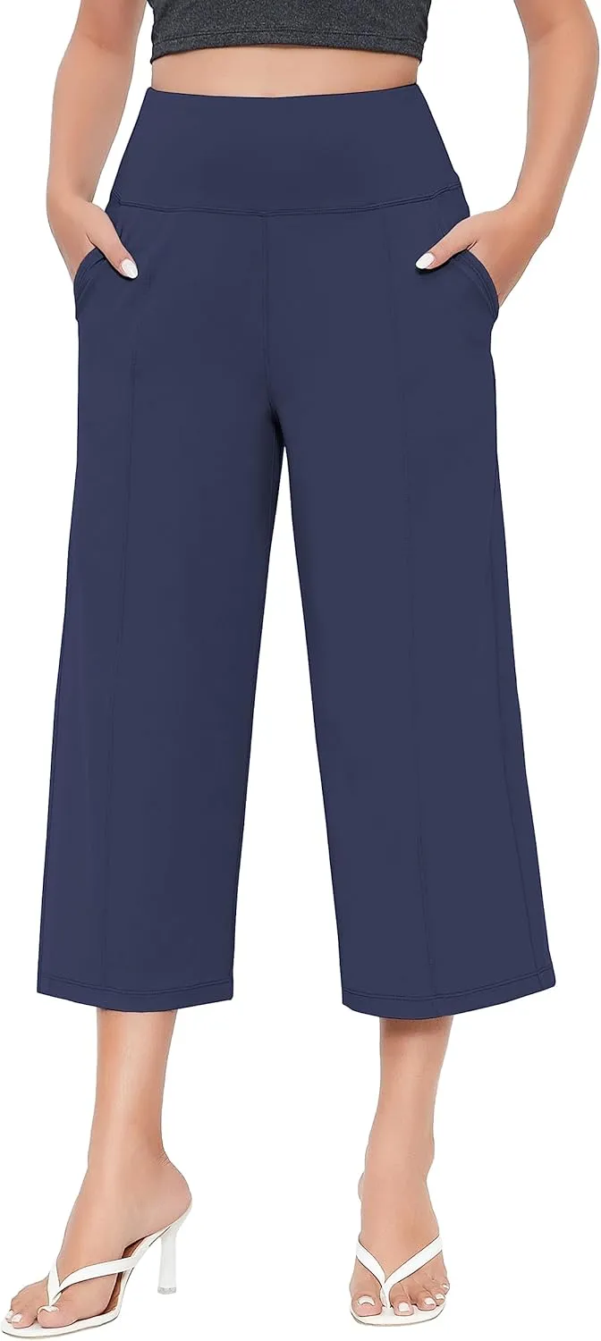 BUBBLELIME Women's Bootleg Yoga Capris Pants High Waist Workout Lounge Flare Crop Pants with Pockets