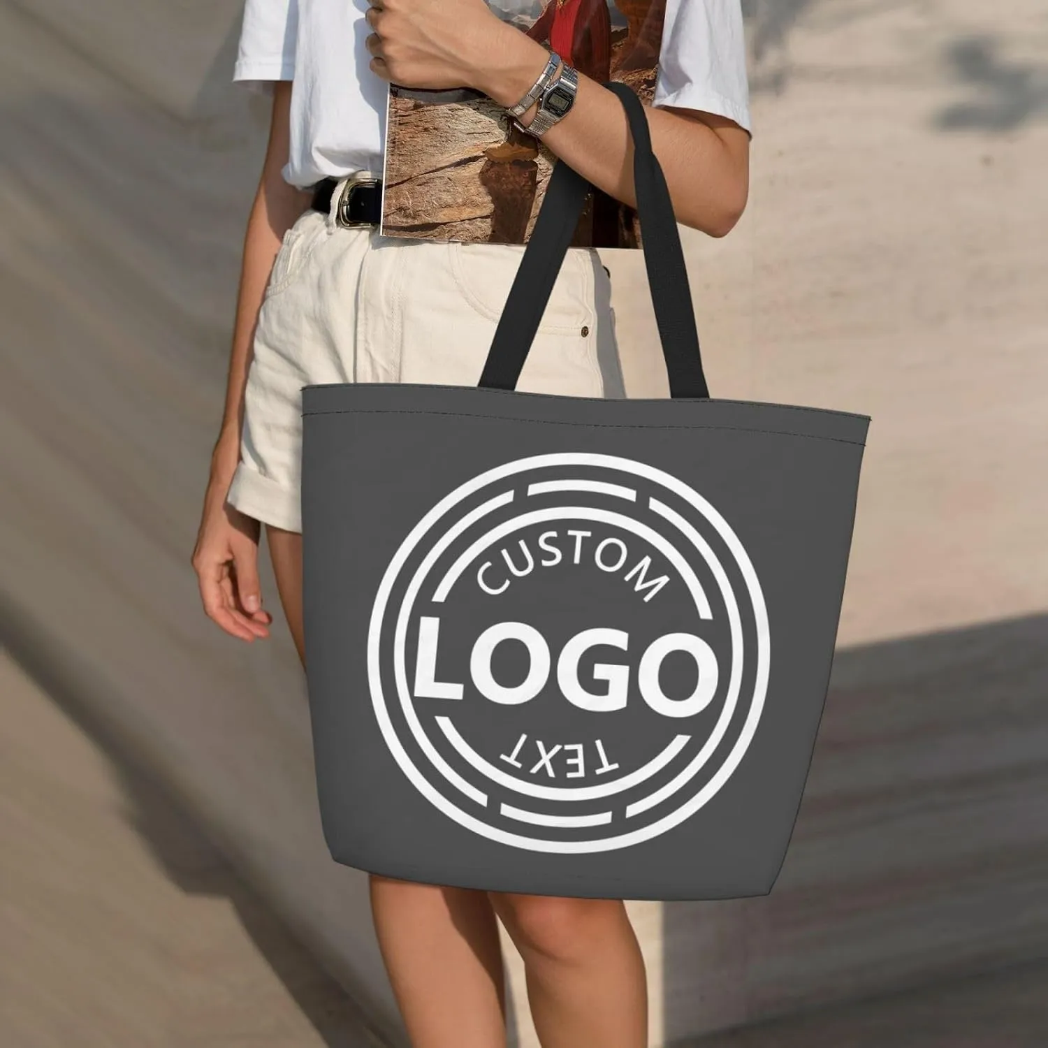 Bulk Custom Tote Bags with Logo Custom Paper Reusable Shopping Bag Add Your Picture Text Personalized Gifts