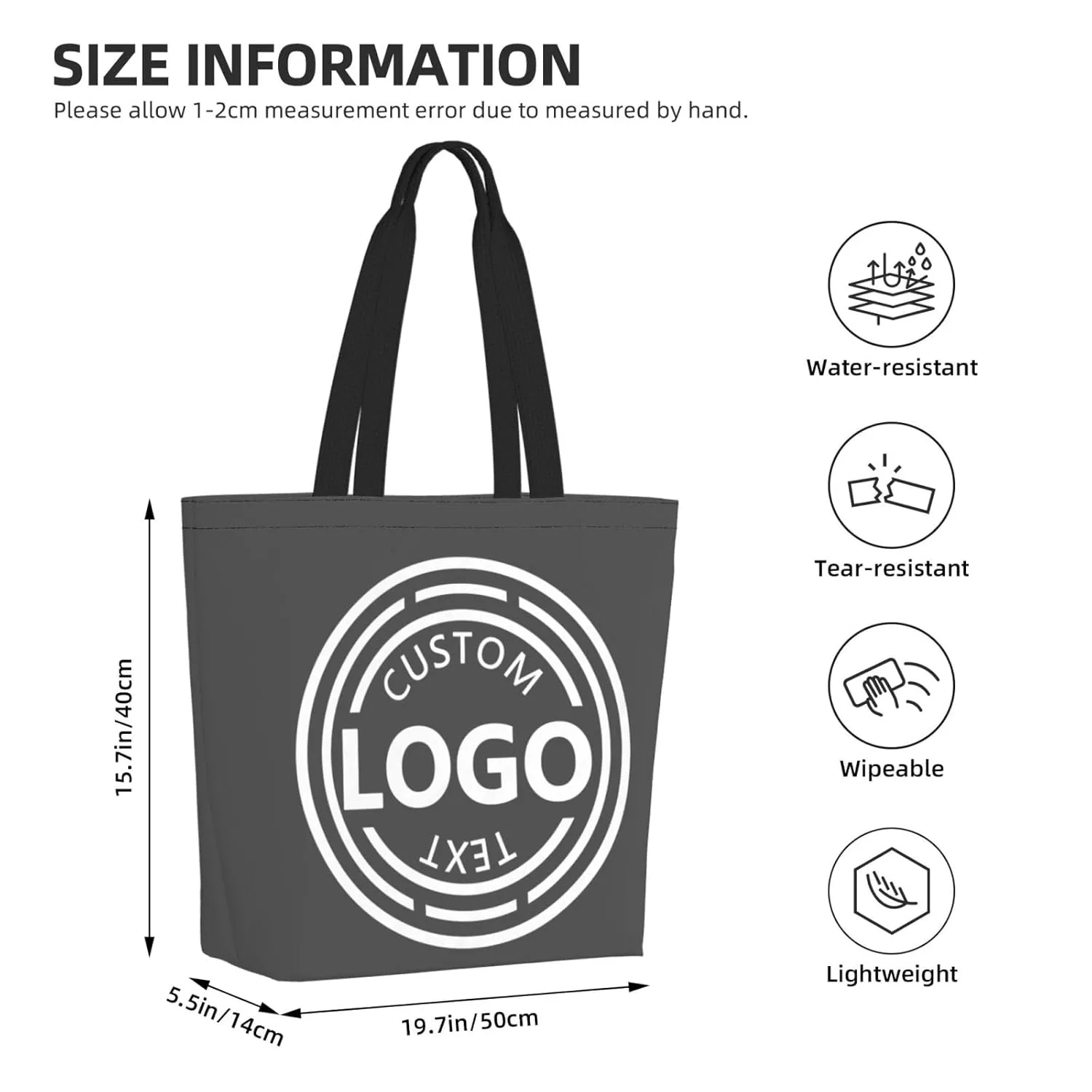 Bulk Custom Tote Bags with Logo Custom Paper Reusable Shopping Bag Add Your Picture Text Personalized Gifts