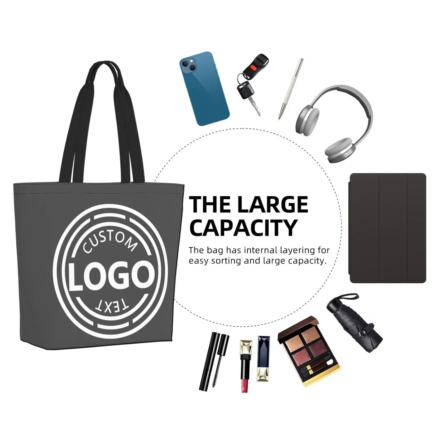 Bulk Custom Tote Bags with Logo Custom Paper Reusable Shopping Bag Add Your Picture Text Personalized Gifts