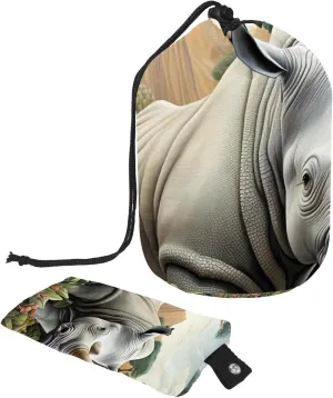 Bush Rhino 1 Travel Cosmetic Bags Makeup Bag for Women, Foldable Drawstring Travel Cosmetic Bags, Portable Toiletry Bucket Bag