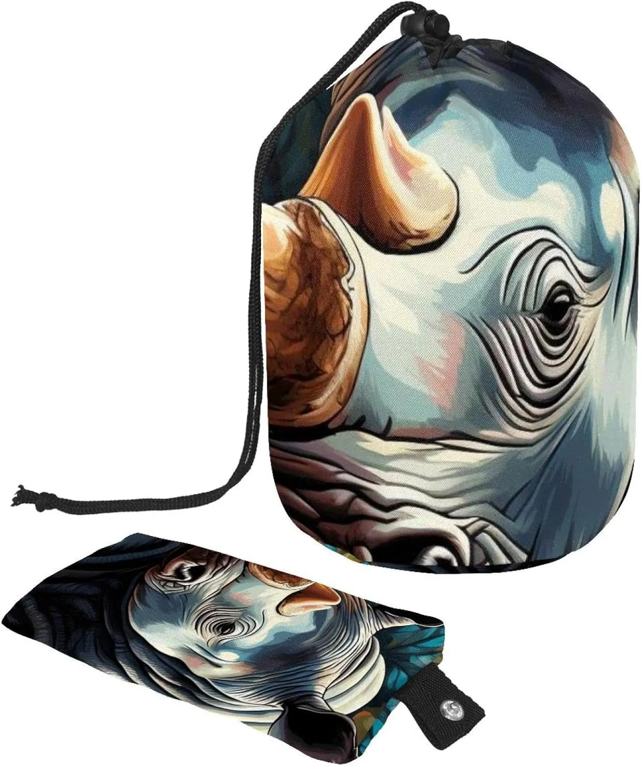 Bush Rhino 41 Travel Cosmetic Bags Makeup Bag for Women, Foldable Drawstring Travel Cosmetic Bags, Portable Toiletry Bucket Bag