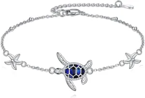 Butterfly and Turtle Anklet for Women Sterling Silver Dainty Adjustable Anklets Beach Ankle Bracelets Turtle Butterfly jewelry Gifts