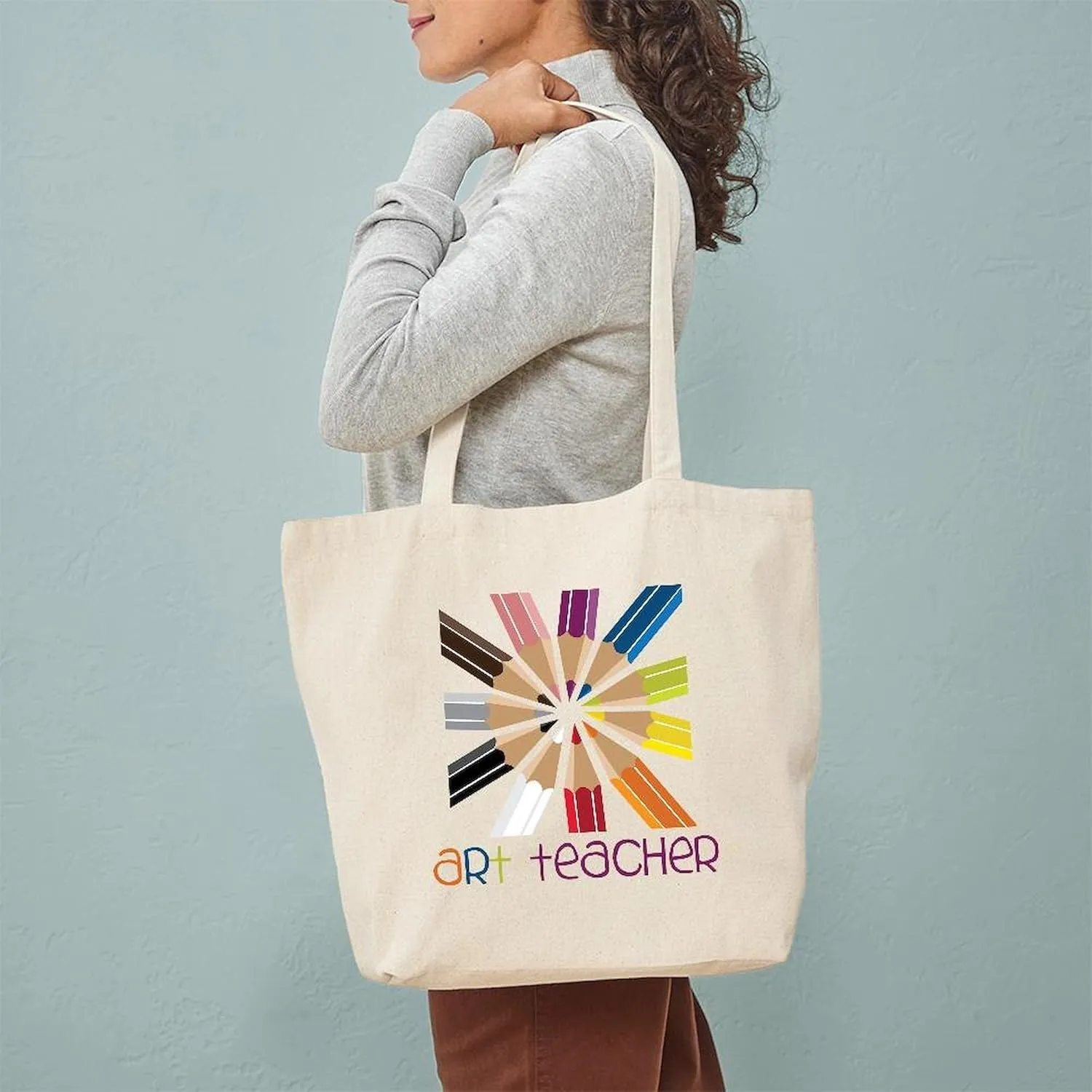 CafePress Art Teacher Tote Bag Natural Canvas Tote Bag, Reusable Shopping Bag