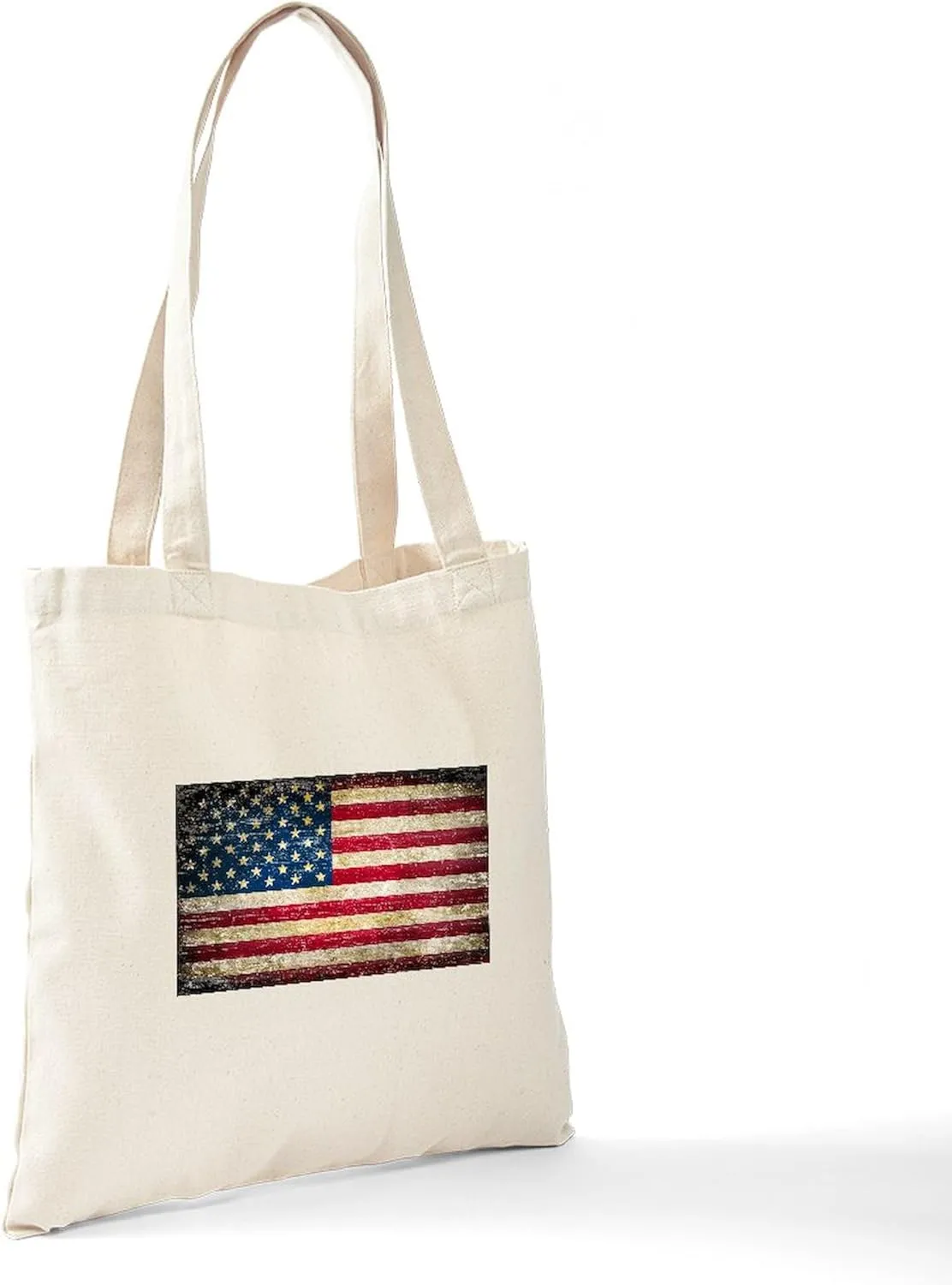 CafePress Faded American Flag Tote Bag Natural Canvas Tote Bag, Reusable Shopping Bag