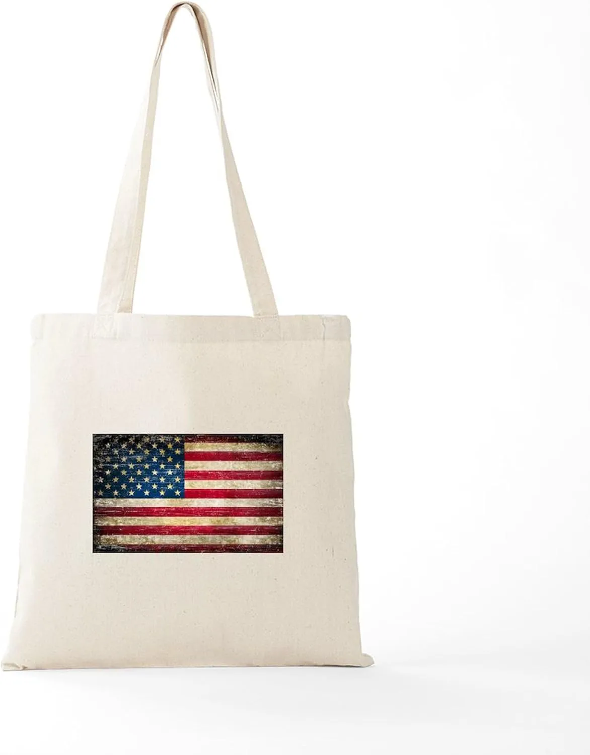 CafePress Faded American Flag Tote Bag Natural Canvas Tote Bag, Reusable Shopping Bag