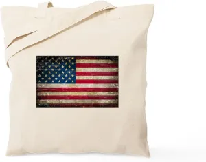 CafePress Faded American Flag Tote Bag Natural Canvas Tote Bag, Reusable Shopping Bag