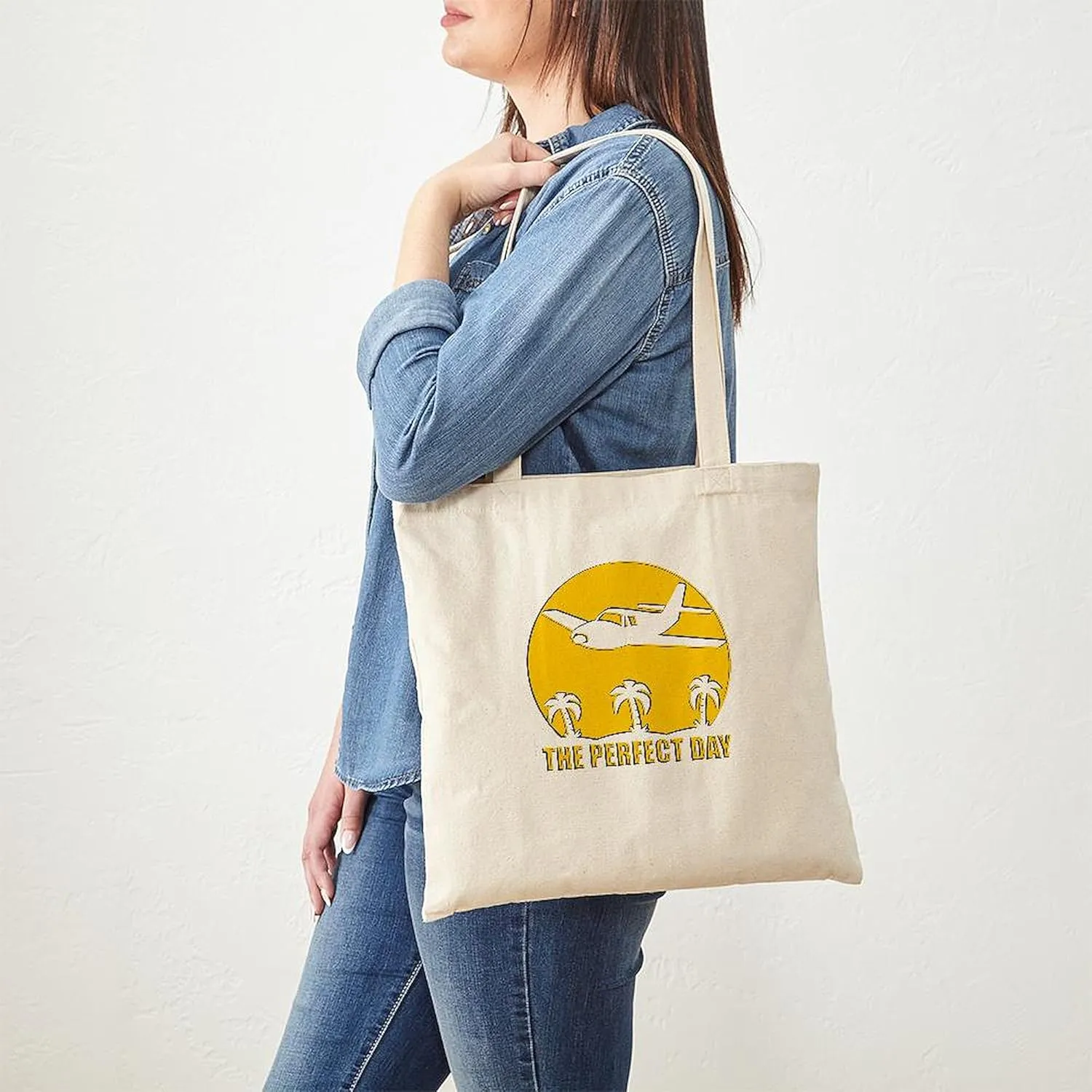 CafePress Fun Airplane Design Tote Bag Natural Canvas Tote Bag, Reusable Shopping Bag