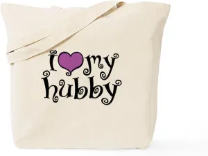 CafePress I Love My Hubby Tote Bag Natural Canvas Tote Bag, Reusable Shopping Bag