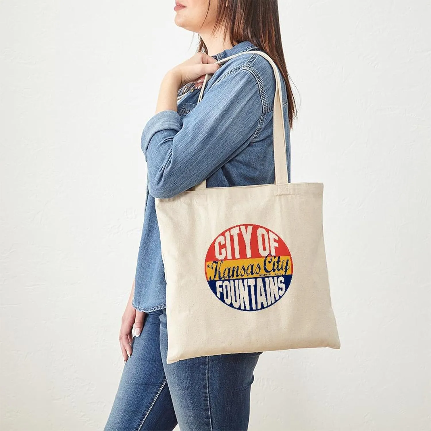 CafePress Kansas City Vintage Tote Bag Natural Canvas Tote Bag, Reusable Shopping Bag