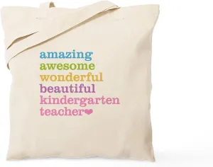 CafePress Kindergarten Teacher Tote Bag Natural Canvas Tote Bag, Reusable Shopping Bag
