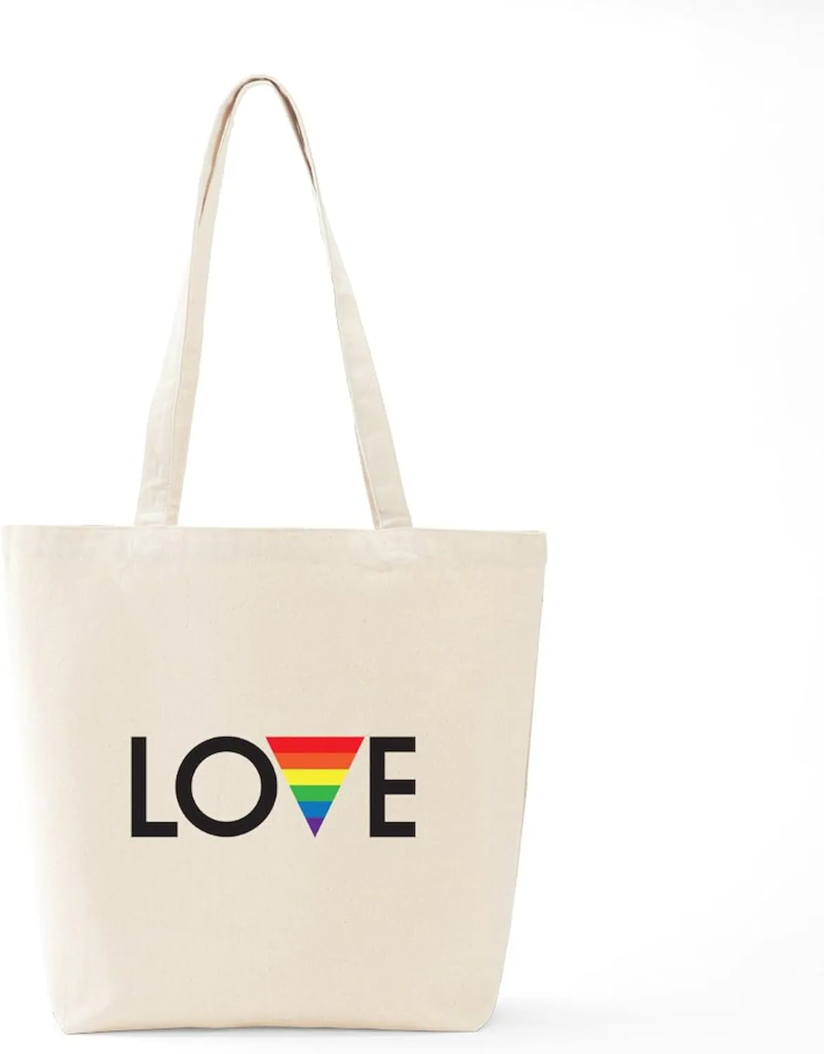 CafePress LOVE Gay Pride Tote Bag Natural Canvas Tote Bag, Reusable Shopping Bag