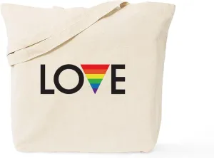 CafePress LOVE Gay Pride Tote Bag Natural Canvas Tote Bag, Reusable Shopping Bag