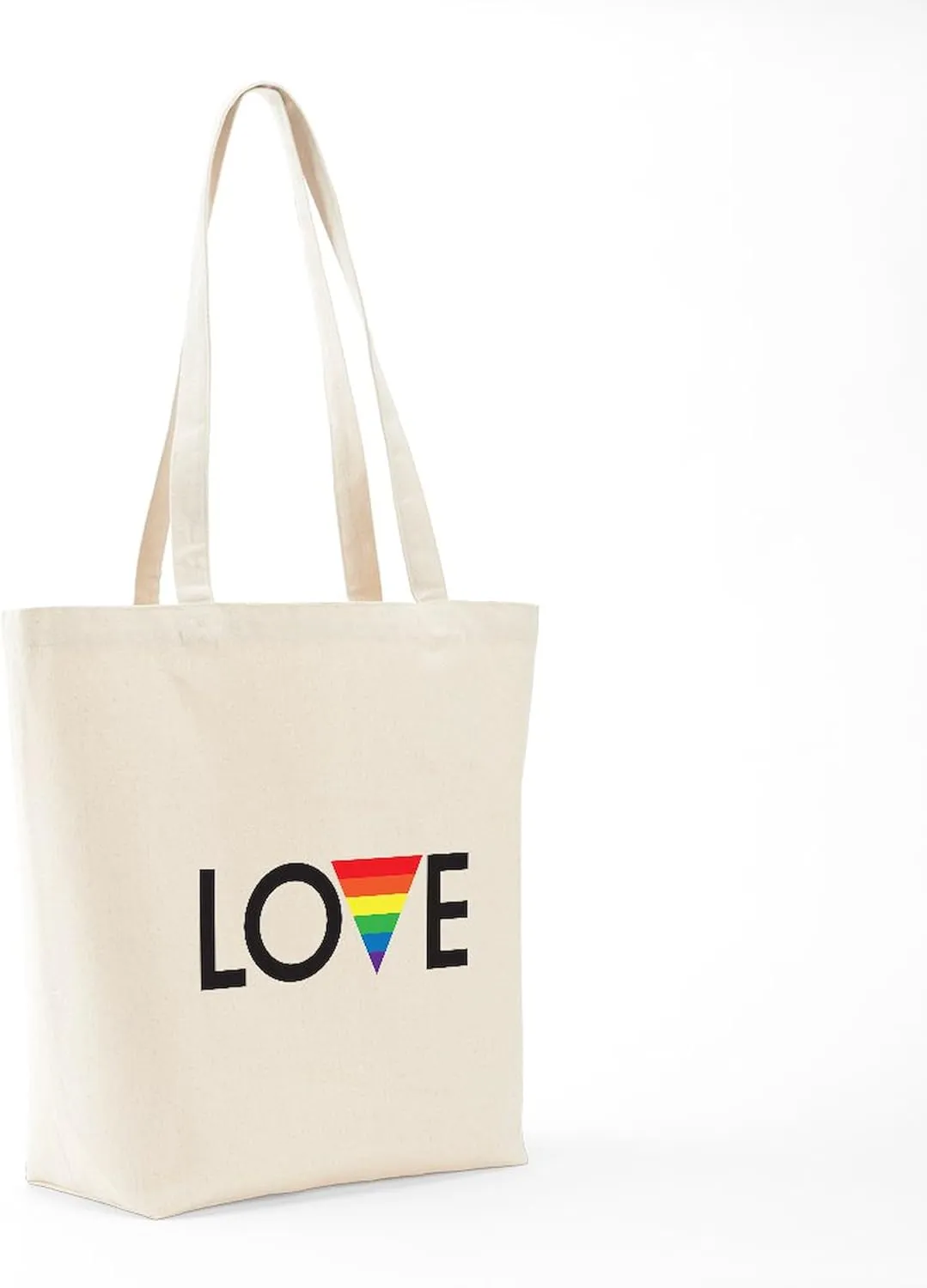 CafePress LOVE Gay Pride Tote Bag Natural Canvas Tote Bag, Reusable Shopping Bag