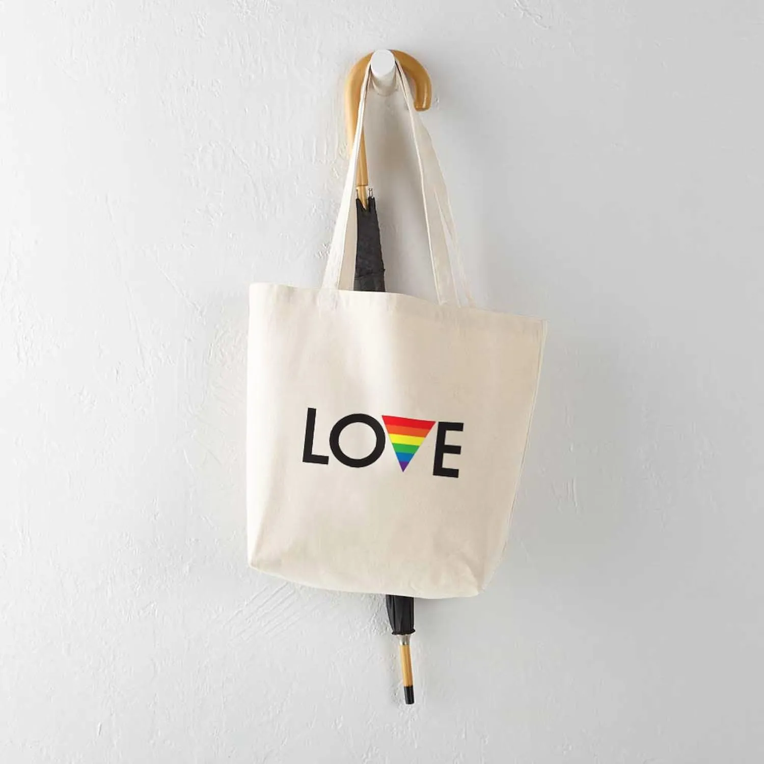 CafePress LOVE Gay Pride Tote Bag Natural Canvas Tote Bag, Reusable Shopping Bag