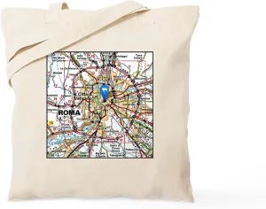 CafePress Map Of Rome Italy Tote Bag Natural Canvas Tote Bag, Reusable Shopping Bag