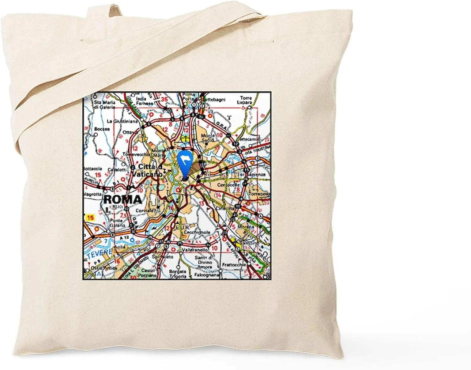 CafePress Map Of Rome Italy Tote Bag Natural Canvas Tote Bag, Reusable Shopping Bag